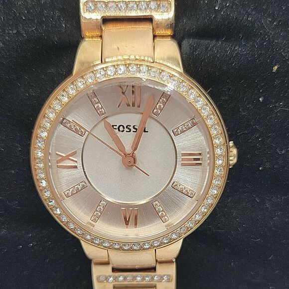 Fossil Virginia ES3284 Women's Rose Gold Stainless Steel Analog Dial Watch AM850 - Picture 1 of 11